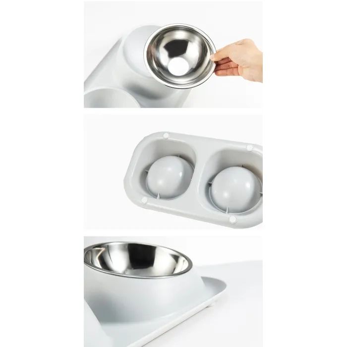 Посуд для котів Lapka Годівниця подвійна на підставці (LPK-25) зображення 3
