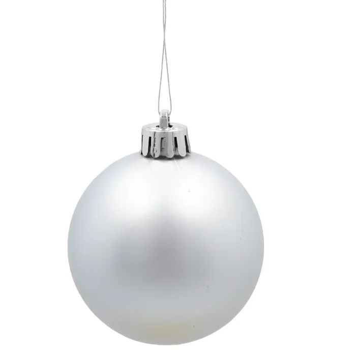 Ялинкова іграшка Chomik пластикові кульки 6 шт, 6 см, сріблясті (5900779893863_2) зображення 2