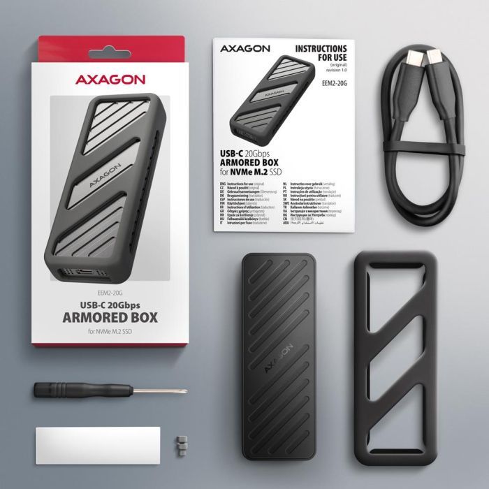 Карман внешний AXAGON USB-C 20Gbps metal box for M.2 NVMe SSD ARMORED (EEM2-20G) изображение 5