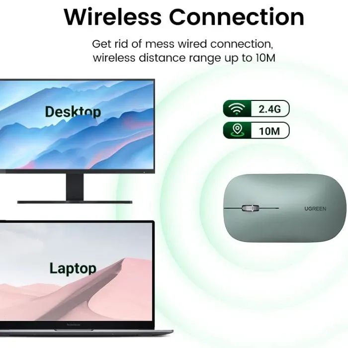 Мишка Ugreen MU001 Portable Wireless Black (90372) зображення 6