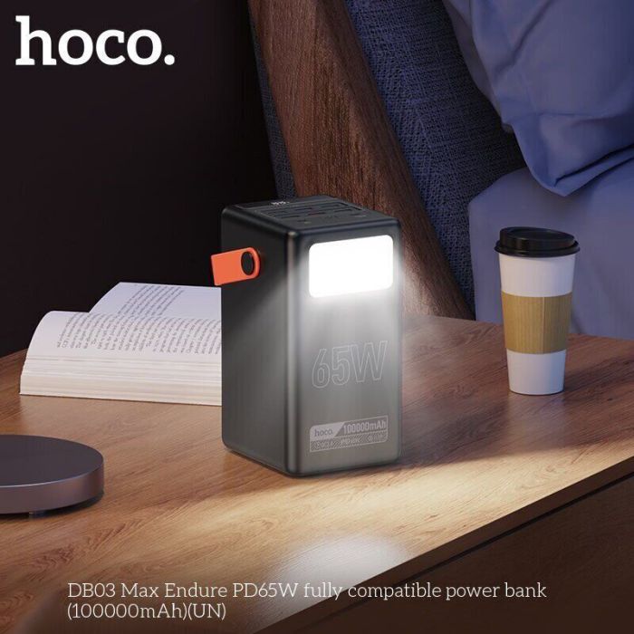Батарея универсальная HOCO 100000mAh Max Centurion PD/65W, QC, LED Lamp, Black (DB03 / 714722) изображение 7