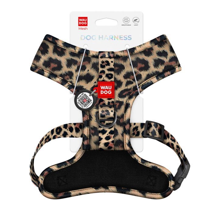 Шлея для собак WAUDOG Mesh дихаюча з QR адресником "Леопард" М (234-4066) зображення 3
