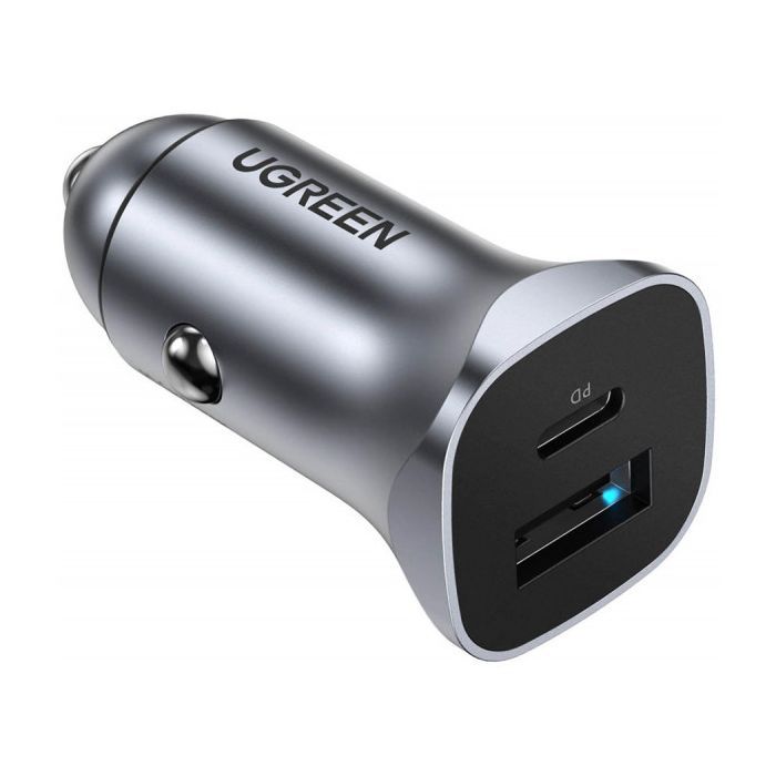 Зарядное устройство Ugreen 1xUSB-C + 1xUSB 30W car adapter CD130 black (40858) изображение 2