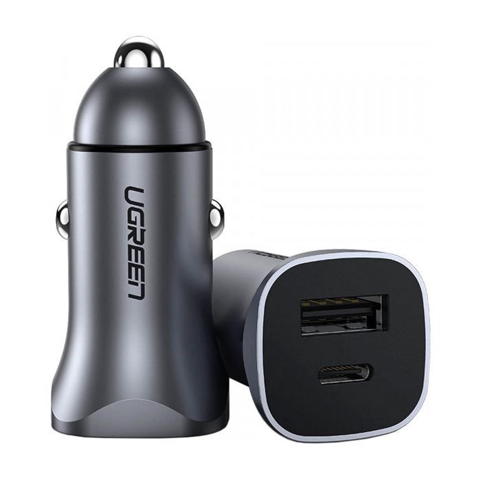 Зарядное устройство Ugreen 1xUSB-C + 1xUSB 30W car adapter CD130 black (40858) изображение 3