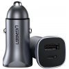 Зарядное устройство Ugreen 1xUSB-C + 1xUSB 30W car adapter CD130 black (40858) изображение 3