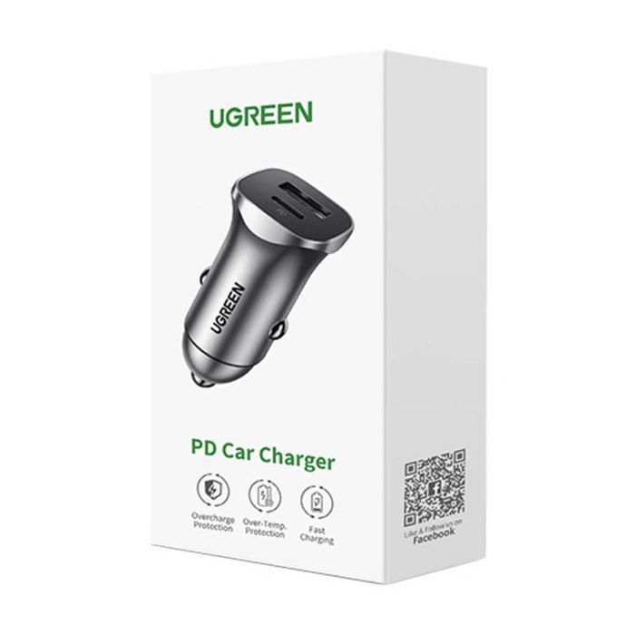 Зарядное устройство Ugreen 1xUSB-C + 1xUSB 30W car adapter CD130 black (40858) изображение 5