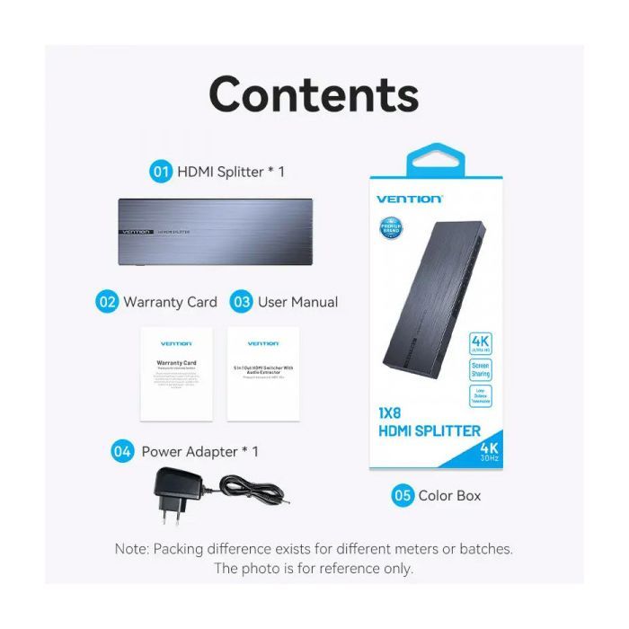 Спліттер Vention HDMI 1.4 UHD 4K 30Hz 3D, HDCP 1x8 ports (AKQB0-EU) зображення 3