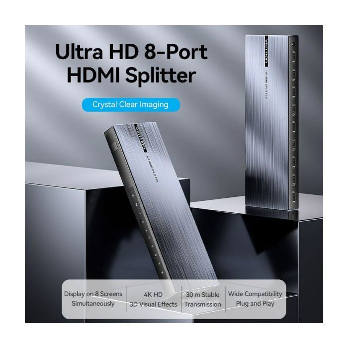 Спліттер Vention HDMI 1.4 UHD 4K 30Hz 3D, HDCP 1x8 ports (AKQB0-EU) зображення 7