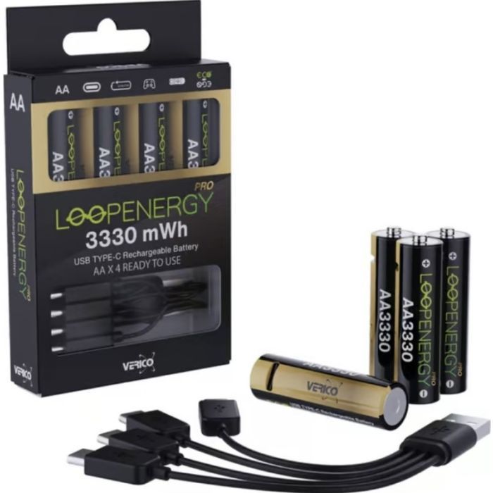 Акумулятор Verico AA USB Type-C 2220mAh/3330mWh-1.5V Li-ion 4шт./уп. (Loop Energy PRO) (1UDBT-A6WEAC-NN) зображення 2