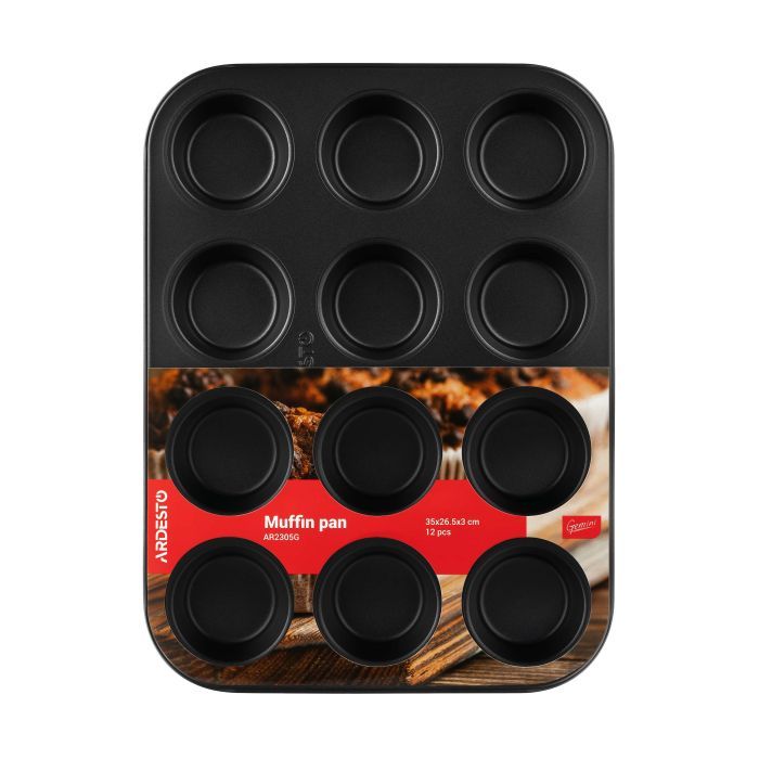 Форма для випікання Ardesto Gemini, 35х26.5х3см, 12шт, сірий (AR2305G) зображення 3