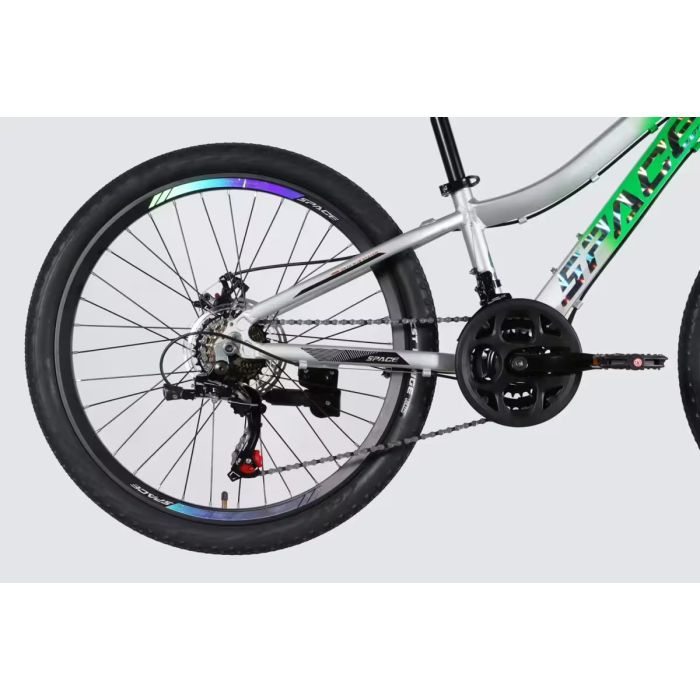 Велосипед Space 24" IZIDA DD FR рама-11" AL 2026 зелено-сріблястий (OPS-SP-24-083) зображення 5