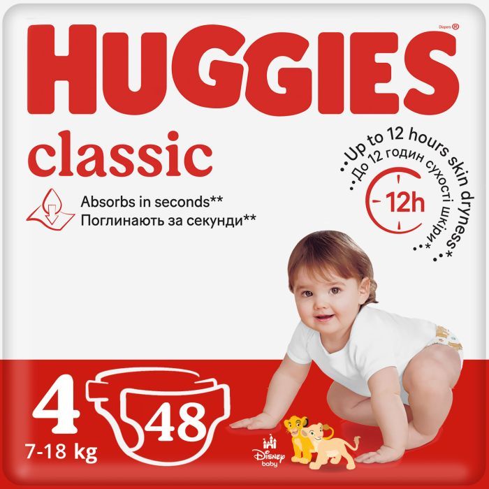 Подгузники Huggies Huggies Classic 4 (7-18 кг) Jumbo 48 шт (5029053586335)