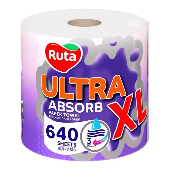 Бумажные полотенца Ruta Ultra XL 3 слоя 640 отрывов (4820202898153)