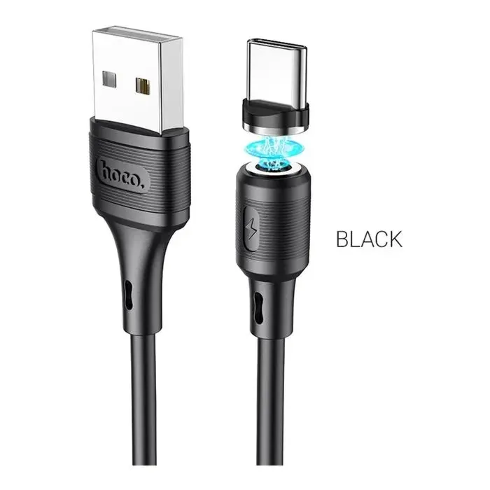 Дата кабель USB 2.0 AM to USB-C 1.0m 3A magnetic X52 black HOCO (6931474735546)