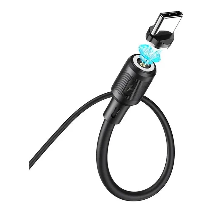 Дата кабель USB 2.0 AM to USB-C 1.0m 3A magnetic X52 black HOCO (6931474735546) изображение 4