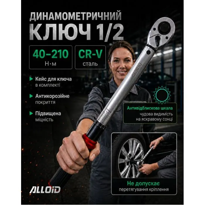 Ключ Alloid динамометричний, 1/2", 40–210Нм (DK-40210) зображення 2