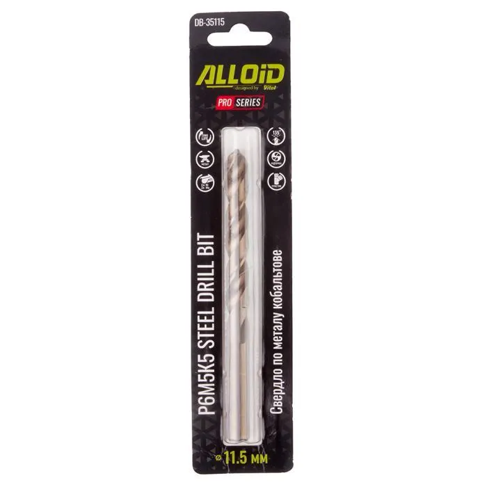Сверло Alloid Pro, по металлу, кобальтовое, 11.5мм, Р6М5К5 (DB-35115) изображение 2