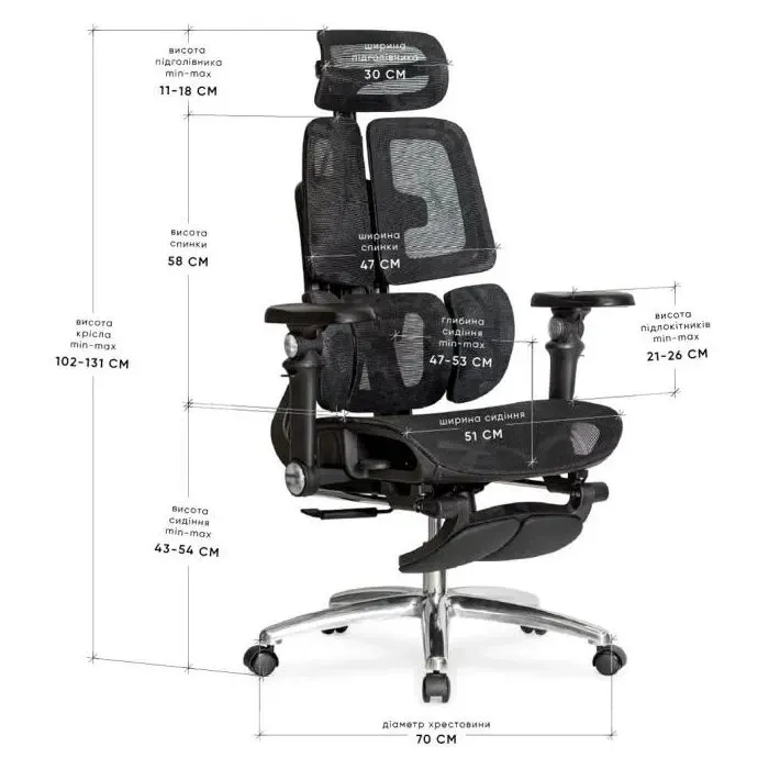Офісне крісло Mealux S3 Air Plus Black (HF-S3 M/B) зображення 2