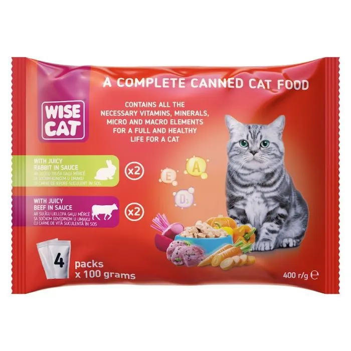 Влажный корм для кошек Wise Cat Rabbit&Beef 400 г (4820111141876)