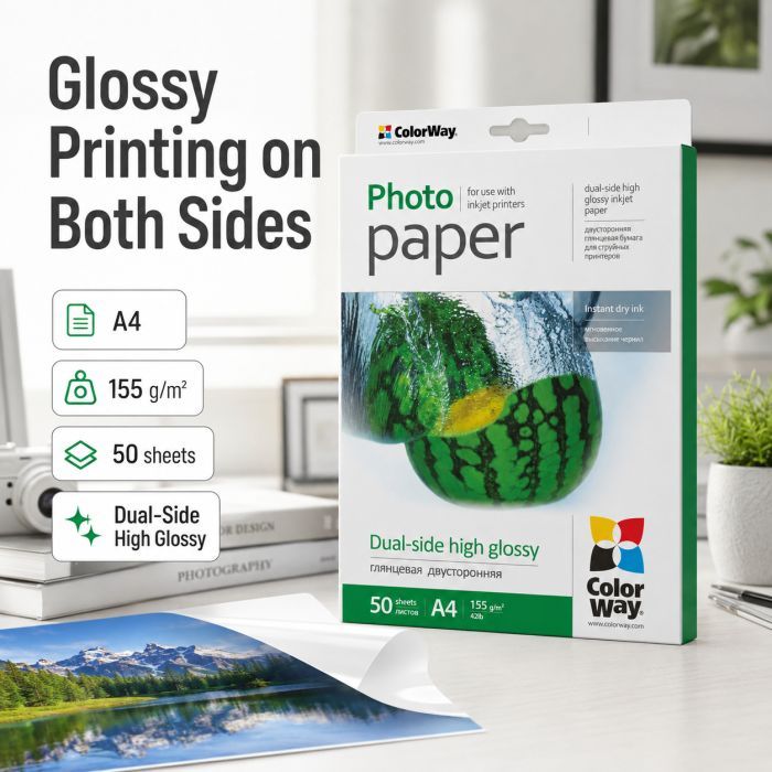 Фотобумага ColorWay A4 155г Glossy 50ст. (PGD155050A4) изображение 5