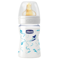Бутылочка для кормления Chicco стеклянная 150 мл с латексной соской для мальчиков 0 мес+ (70810.21)