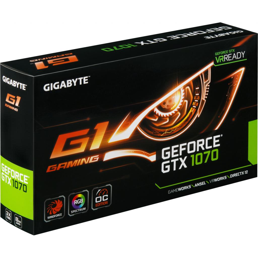 Відеокарта GIGABYTE GeForce GTX1070 8192Mb G1 GAMING (GV-N1070G1 GAMING-8GD) зображення 10