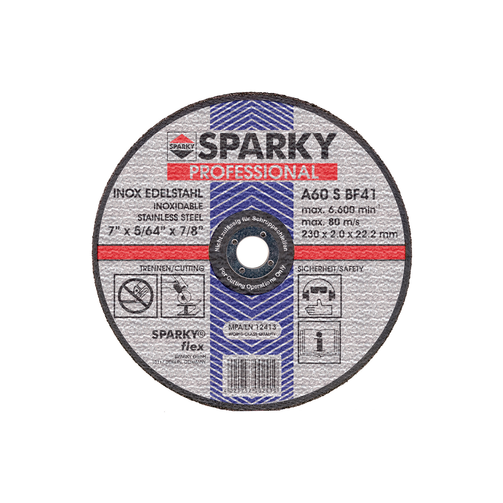 Круг відрізний Sparky отрезной 230x2.0x22.2 абразивный A 60 S по нерж.стали (20009561309)