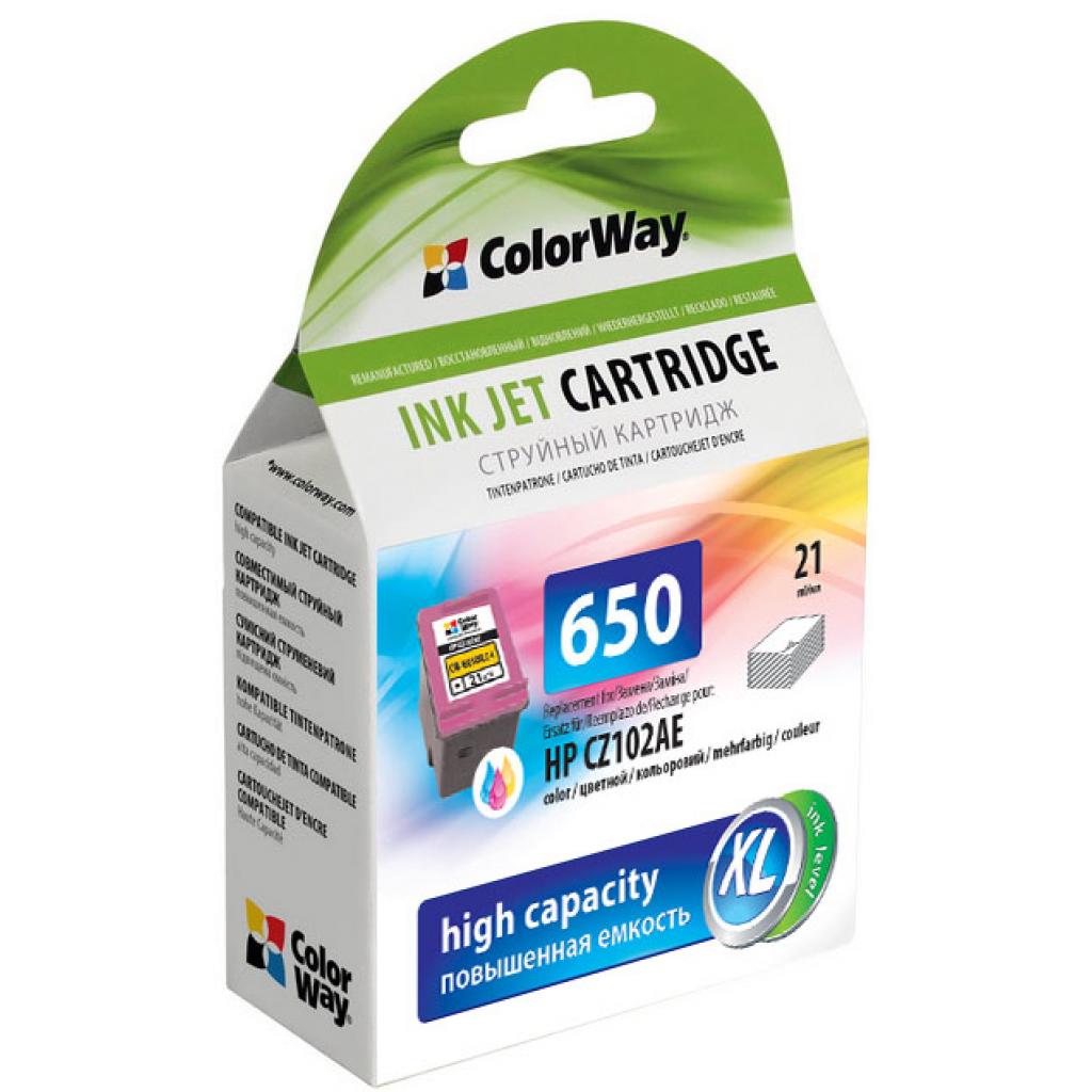 Картридж ColorWay HP №650 color (CZ102AE) ink level (CW-H650XLC-I)