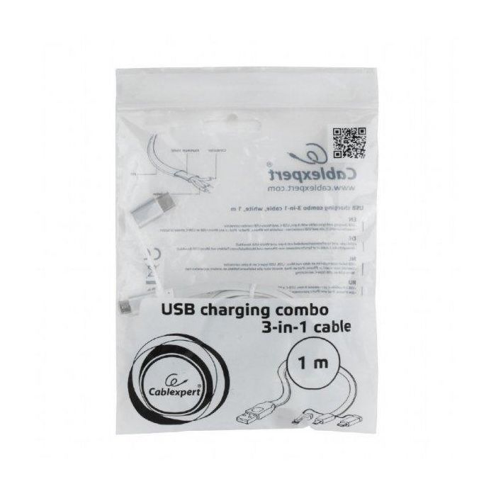 Дата кабель USB 2.0 AM to Lightning + Micro 5P + USB-C 1.0m Cablexpert (CC-USB2-AMLM32-1M-W) зображення 6