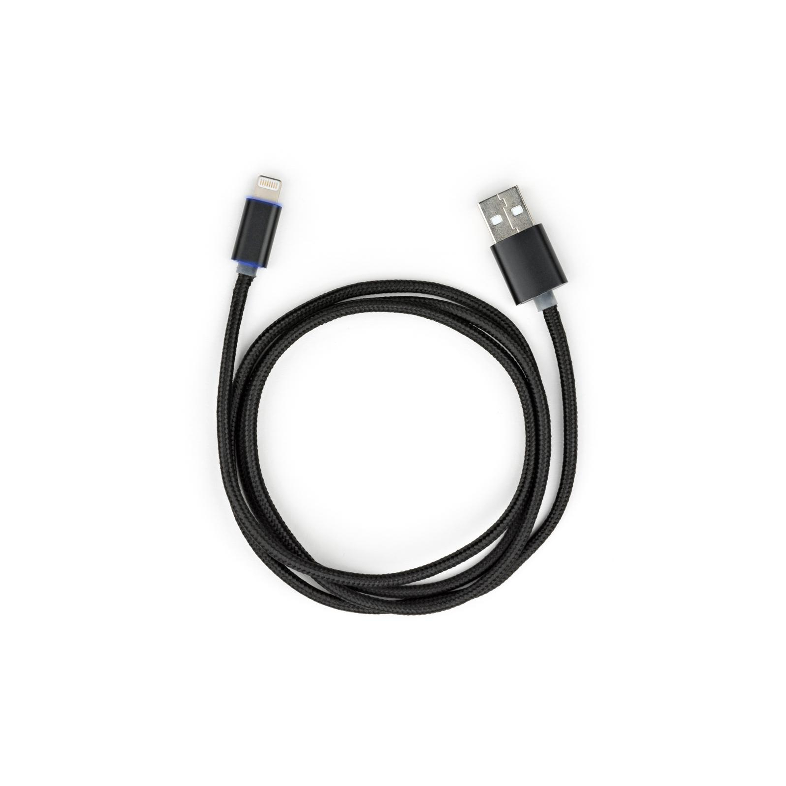Дата кабель USB 2.0 AM to Lightning 1m LED black Vinga (VCPDCLLED1BK) зображення 3