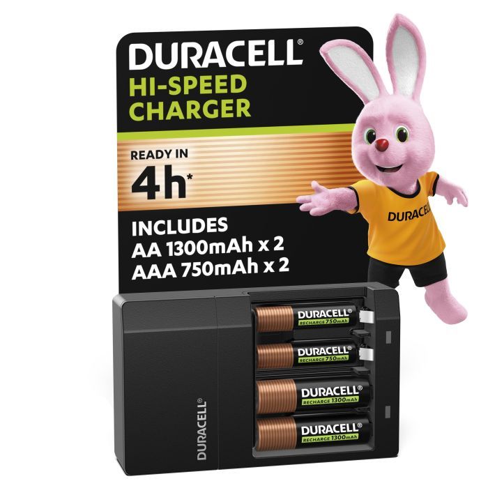 Зарядное устройство для аккумуляторов Duracell CEF14, 4 часа, 1 шт. (Includes 2 AA1300mAh & 2 AAA750mAh) (5007497 / 5004990)