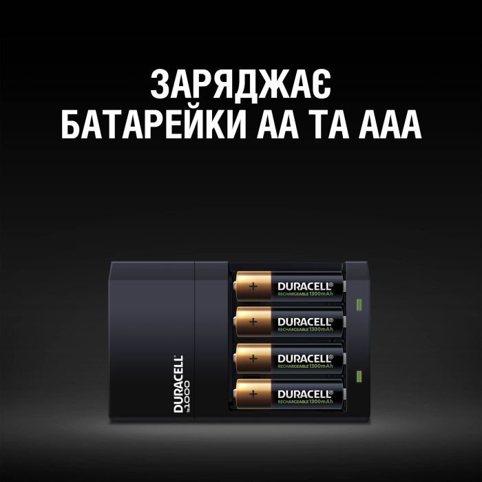 Зарядное устройство для аккумуляторов Duracell CEF14, 4 часа, 1 шт. (Includes 2 AA1300mAh & 2 AAA750mAh) (5007497 / 5004990) изображение 4