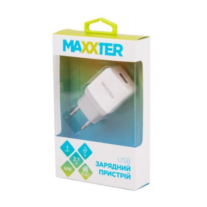 Зарядний пристрій Maxxter 1 USB, 5V/2.1A (UC-24A) зображення 2