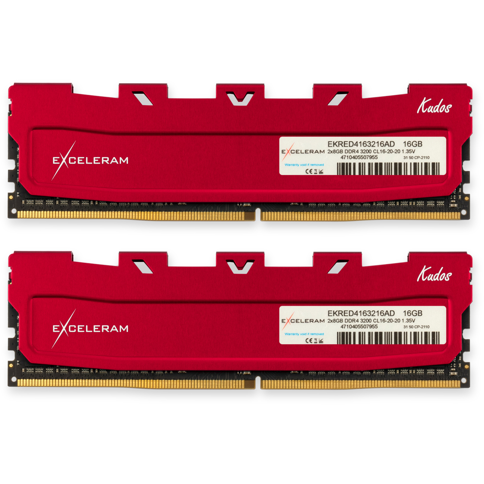 Модуль памяти для компьютера DDR4 16GB (2x8GB) 3200 MHz Kudos Red eXceleram (EKRED4163216AD)