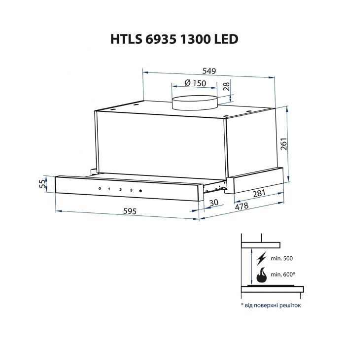 Вытяжка кухонная Minola HTLS 6935 WH 1300 LED изображение 11