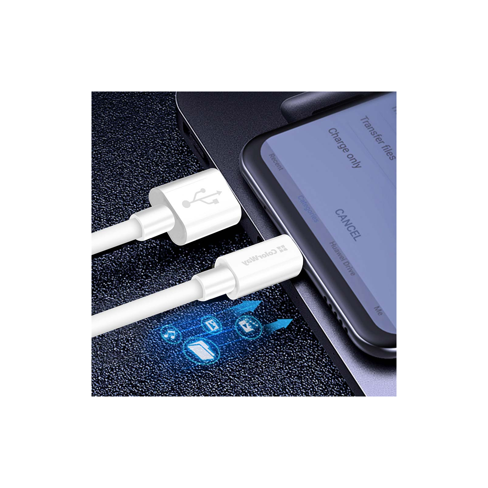 Дата кабель USB 2.0 AM to Type-C 1.0m 5A white ColorWay (CW-CBUC019-WH) зображення 7
