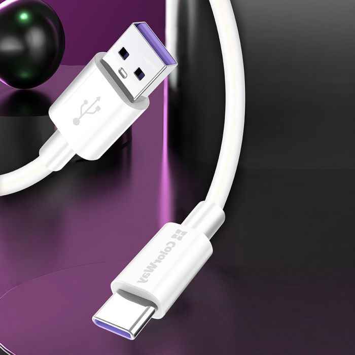 Дата кабель USB 2.0 AM to USB-C 1.0m 5A white ColorWay (CW-CBUC019-WH) зображення 8