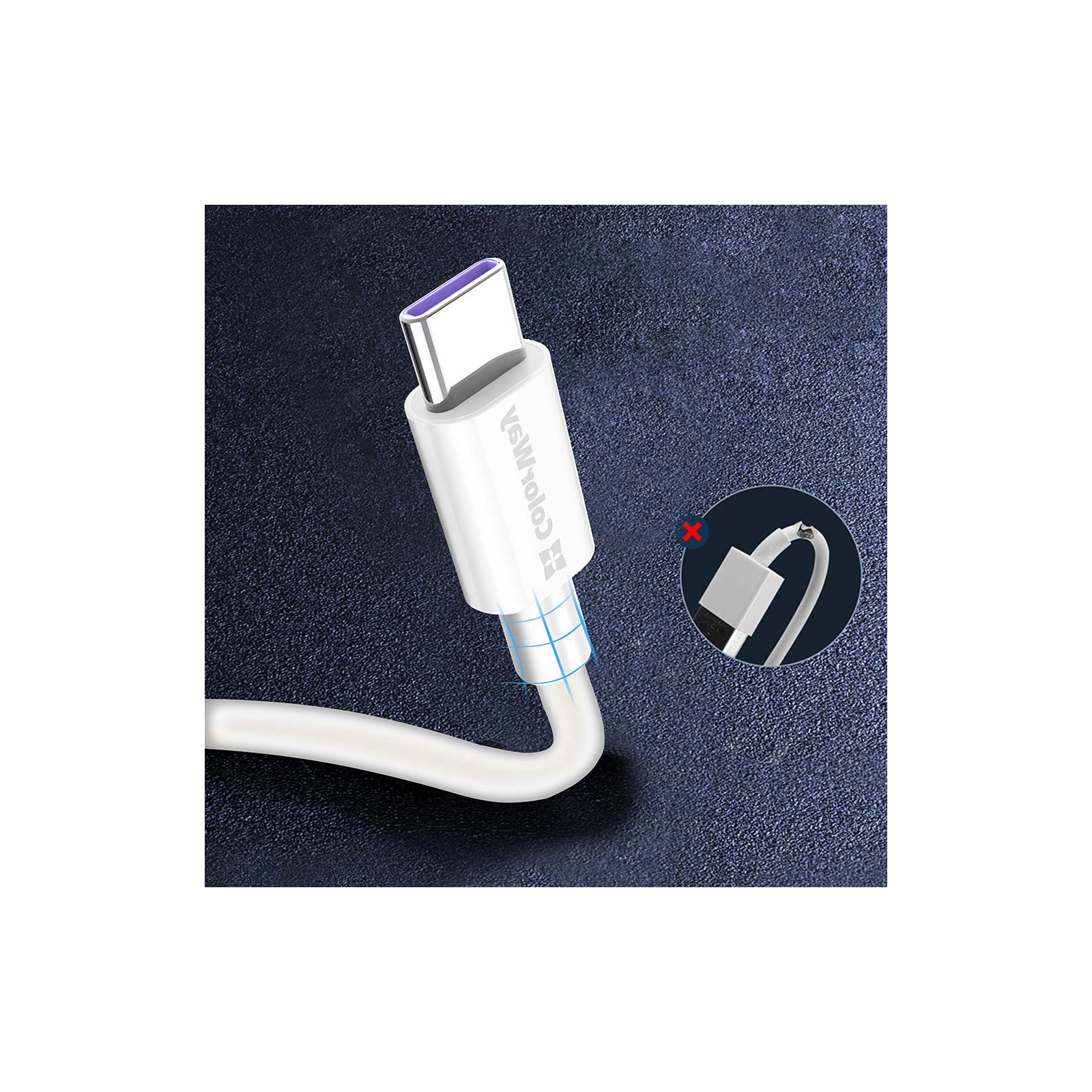 Дата кабель USB 2.0 AM to Type-C 1.0m 5A white ColorWay (CW-CBUC019-WH) зображення 9