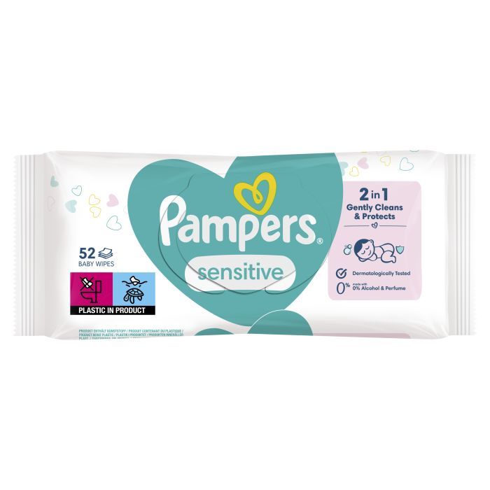 Детские влажные салфетки Pampers Sensitive 52 шт (8001841041391) изображение 2