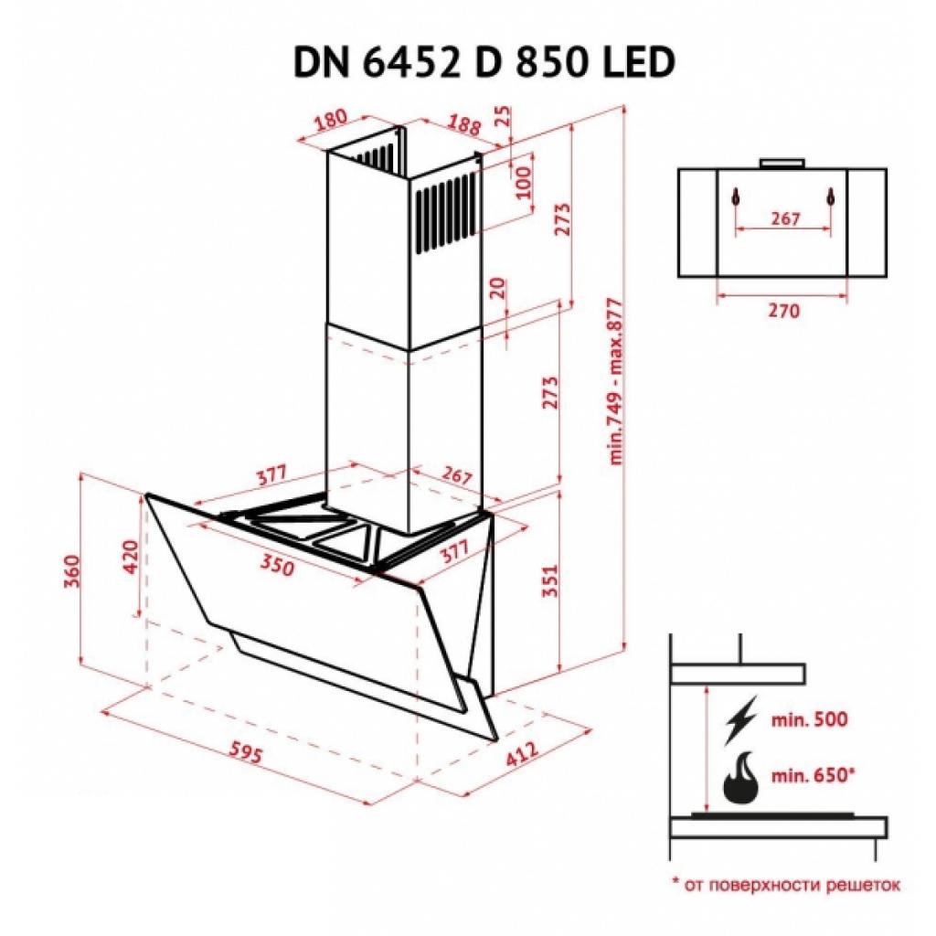 Вытяжка кухонная Perfelli DN 6452 D 850 WH LED изображение 11