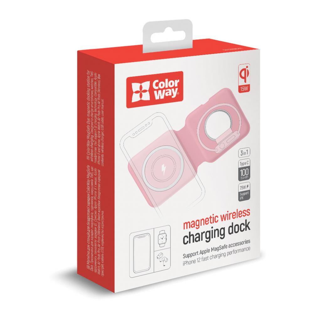Зарядний пристрій ColorWay MagSafe Duo Charger 15W for iPhone (Pink) (CW-CHW32Q-PK) зображення 3