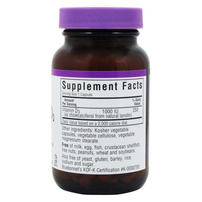 Вітамін Bluebonnet Nutrition Вітамін D3 1000IU, 100 желатинових капсул (BLB-00308) зображення 2