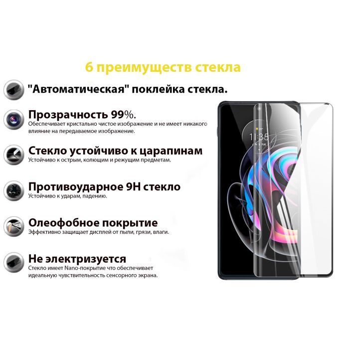 Стекло защитное BeCover Motorola Moto Edge 20 Lite Black (706898) изображение 3