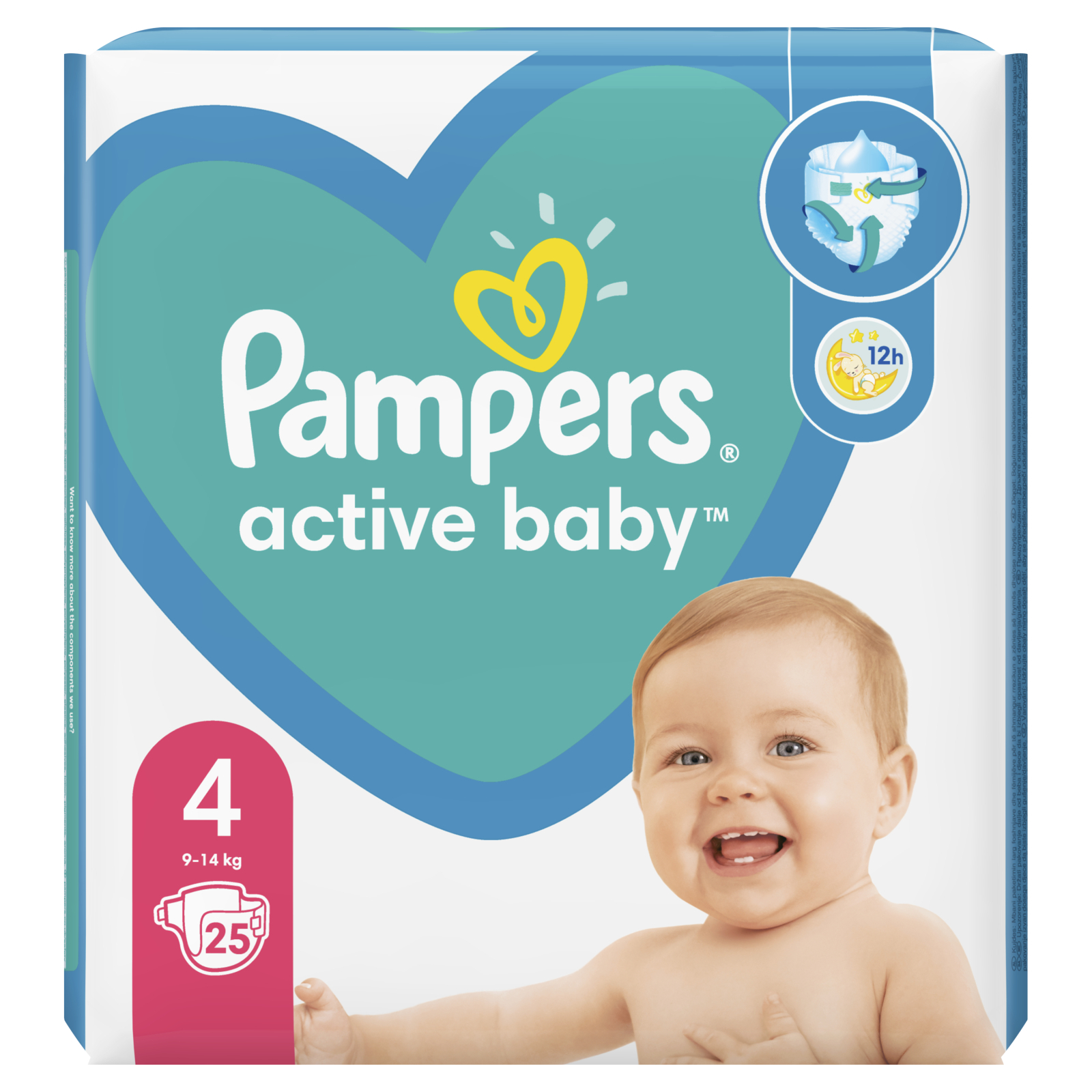 Підгузки Pampers Active Baby Maxi Розмір 4 (9-14 кг), 180 шт. (8006540032725) зображення 2