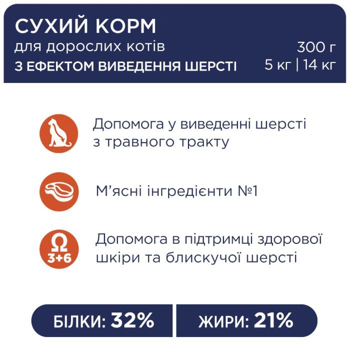 Сухий корм для кішок Club 4 Paws Преміум. З ефектом виведення шерсті 300 г (4820083909313) зображення 4