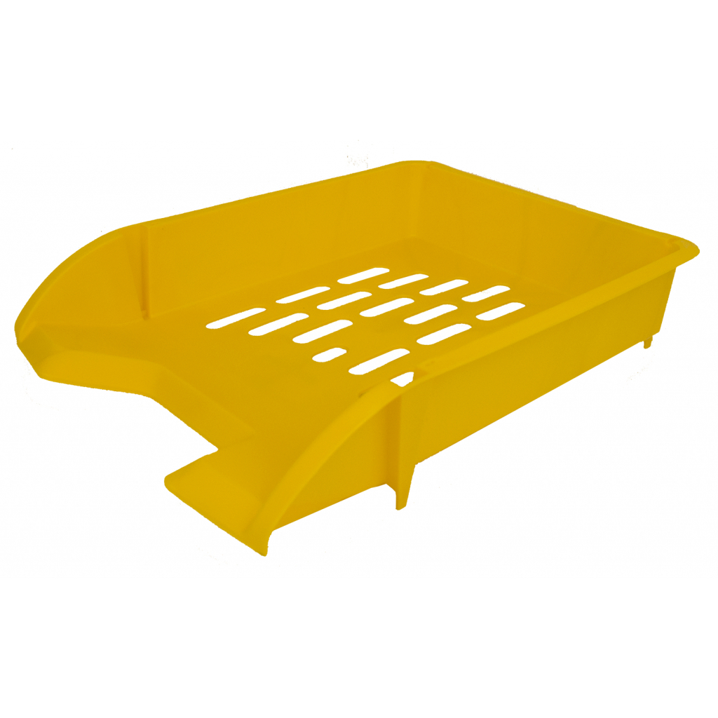 Лоток для бумаг Арника горизонтальный, пластиковый, желтый (80107)