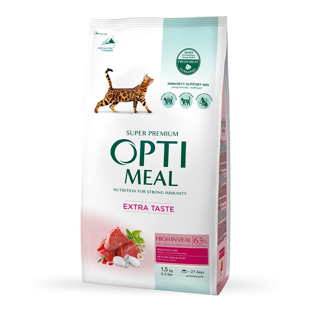 Сухой корм для кошек Optimeal со вкусом телятины 1.5 кг (4820215364690)