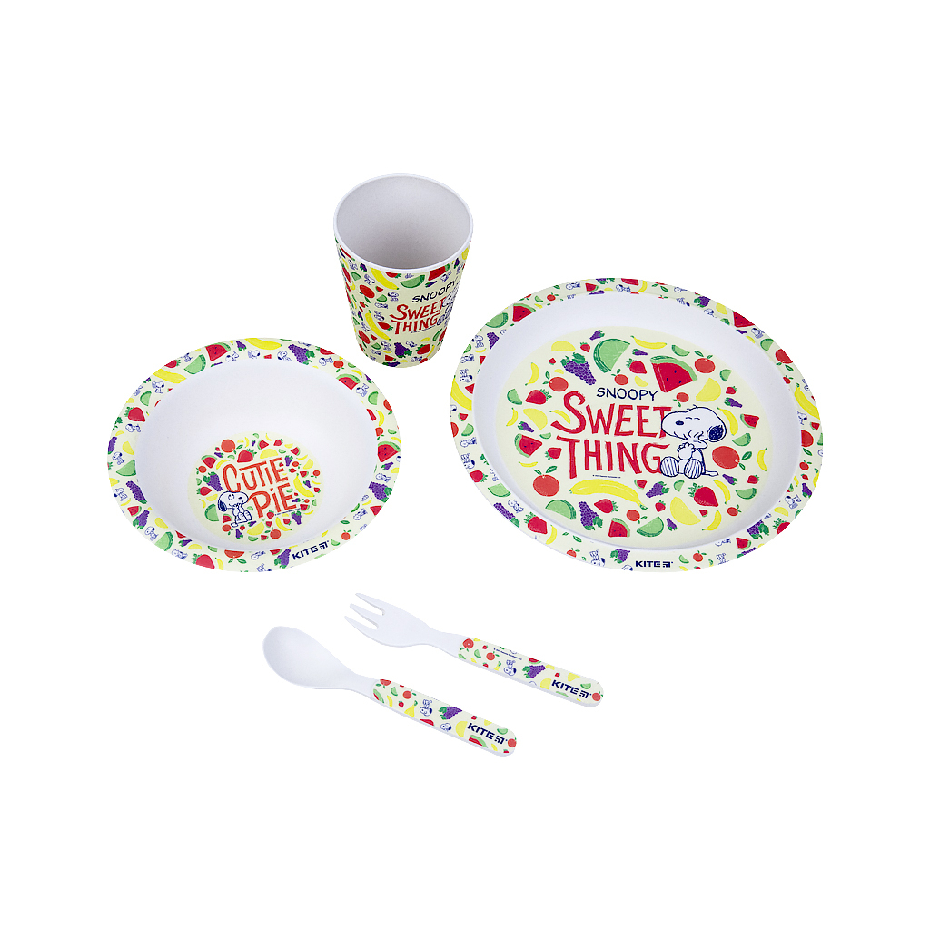 Набор детской посуды Kite Snoopy из бамбука 5 предметов (SN21-313) изображение 3