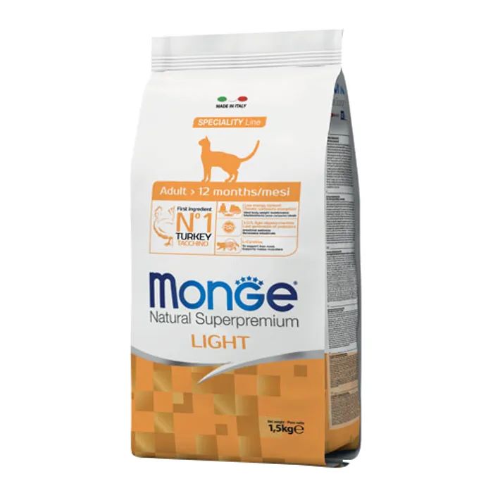 Сухой корм для кошек Monge Cat Light с индейкой 1.5 кг (8009470005548)