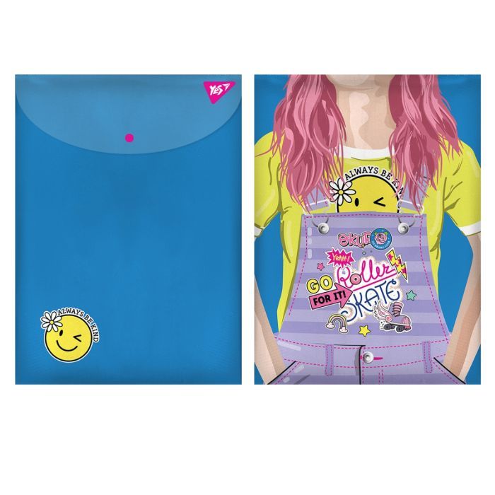 Папка - конверт Yes на кнопке А4 Smiley Girl (491882)